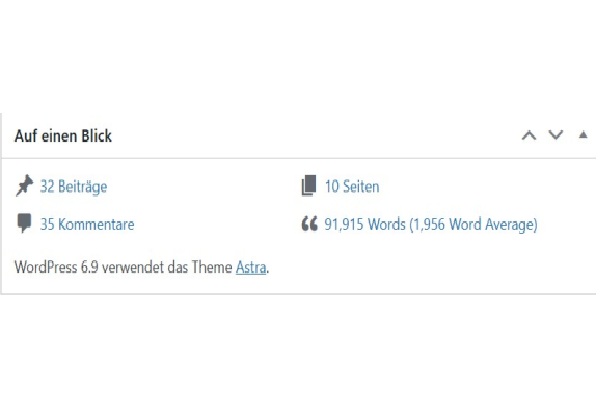 Der Blog von Alexandra Winkens auf einen Blick: 32 Beiträge 35 Kommentare 10 Seiten 91.915 Words (1.956 Word Average) WordPress 6.9 verwendet das Thema Astra
